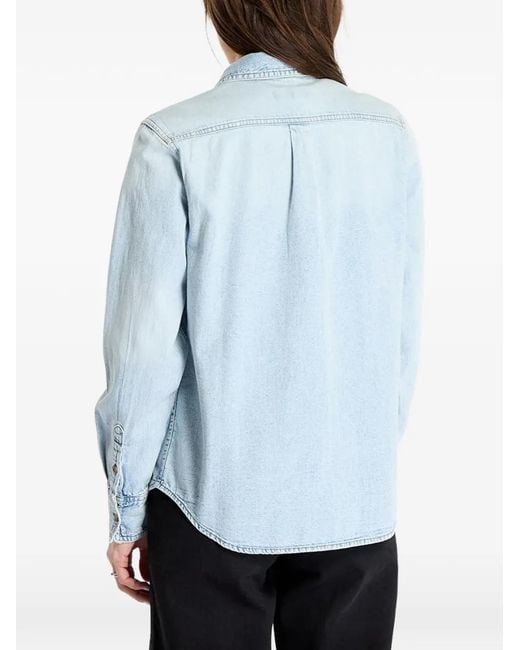 Guess Blue Logo-Patch Shirt