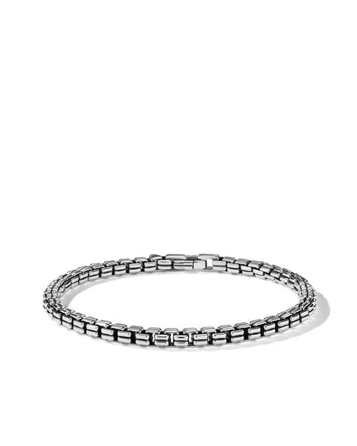 David Yurman White Sterling Double Box Chain Bracelet (4Mm) for men