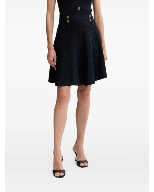 Guess Black Button-Detailed Pleated Skirt