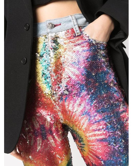 Jean Brodé De Sequins À Imprimé Tie-Dye Philipp Plein en coloris Multicolor