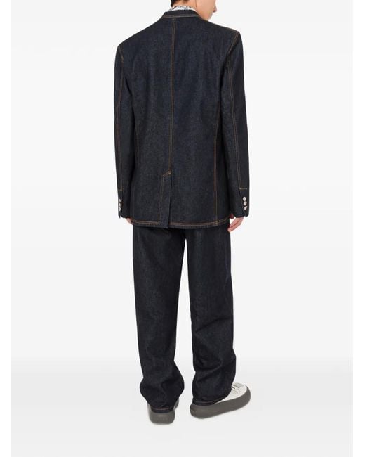 Moschino Blue Patch-Pocket Denim Blazer for men