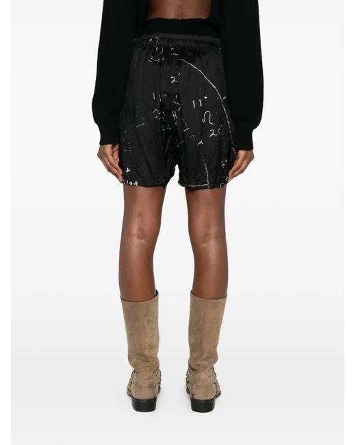 Rick Owens Black Boxer Shorts With Drawstring Waist And Slits