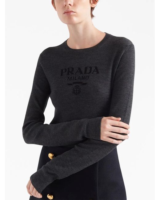 Prada Blue Superfine Wool Crew-neck Sweater