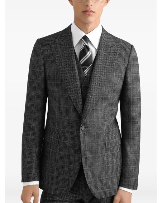 Dolce & Gabbana Black Check-Pattern Three-Piece Suit for men