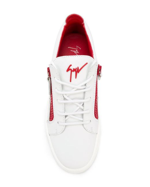 Giuseppe Zanotti Leather Frankie Double Zip Sneakers in White | Lyst
