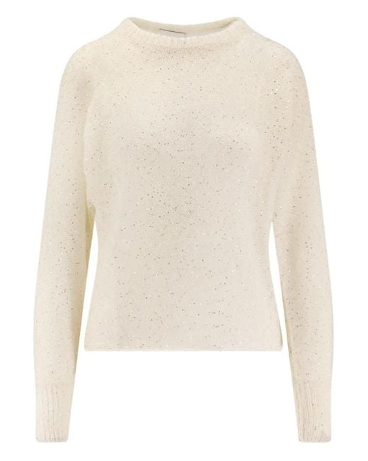 Nude White Pull En Maille Nervurée À Sequins