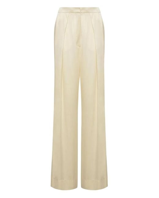 Adam Lippes Natural Silas Silk Charmeuse Trousers
