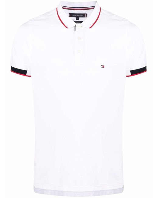 Tommy Hilfiger White Tricolour Polo Shirt for men