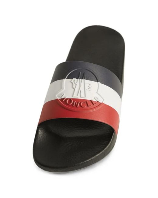 Moncler White Basile Striped Slides for men