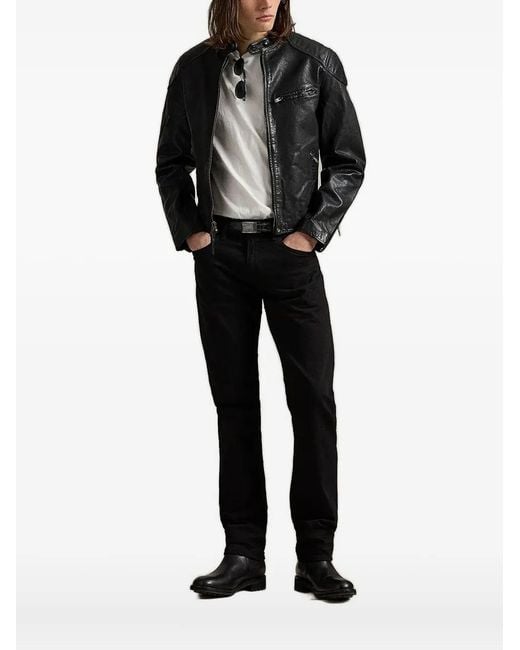 Polo Ralph Lauren Black Leather Biker Jacket for men