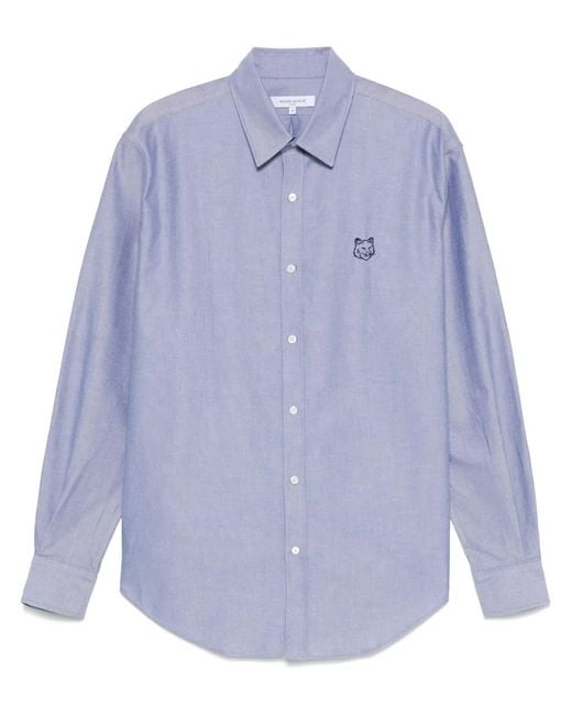 Maison Kitsuné Blue Contour Fox Head Shirt for men