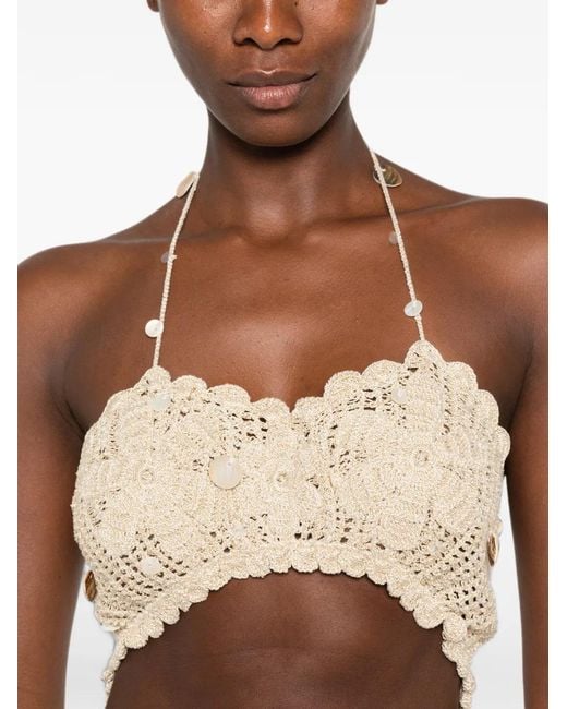 Asta Resort White Charlotte Crochet Shell-Embellished Top