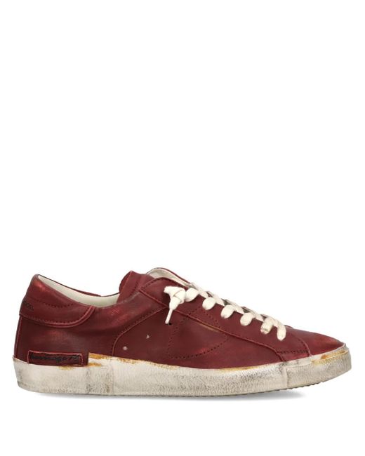 Zapatillas PRSX de piel con cordones y efecto envejecido Philippe Model de hombre de color Brown