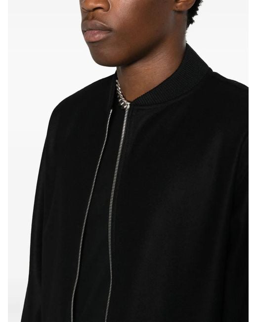 Jil Sander Black Band-Collar Wool Bomber Jacket for men