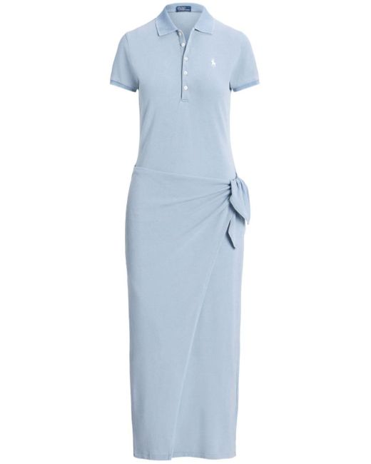 Polo Ralph Lauren Blue Wrap-style Cotton Polo Dress