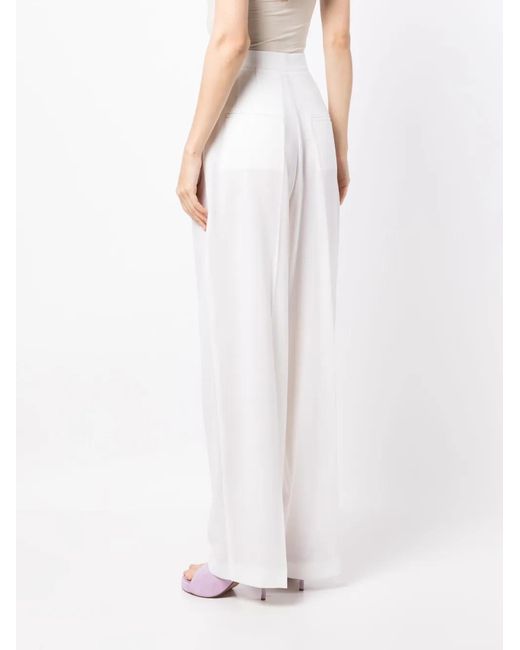Anouki White Wool Wide-Leg Trousers