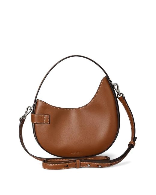 Ralph Lauren Brown Smasll Tasha Asymmetrical Leather Tote Bag