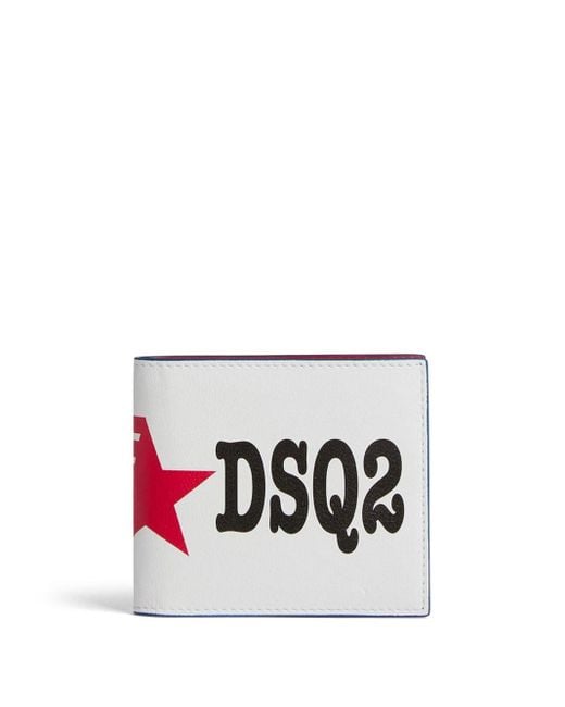 DSquared² White Logo-print Leather Wallet for men