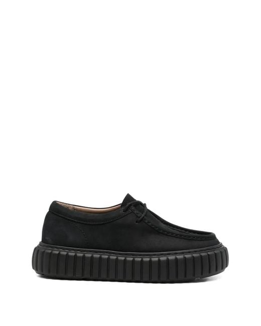 SERGIO MORETTI FIRENZE Black Suede Apron-Toe Derby Shoes