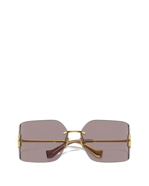 Miu Miu Pink Logo Square-Frame Sunglasses