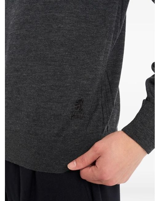 Pringle of Scotland Black Polo-Collar Merino Wool Sweater for men