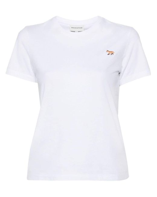 Maison Kitsuné T-shirt Met Vossen Patroon in het White