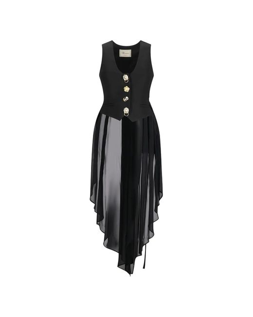 Blumarine Black Asymmetric-Hem Waistcoat-Style Gilet