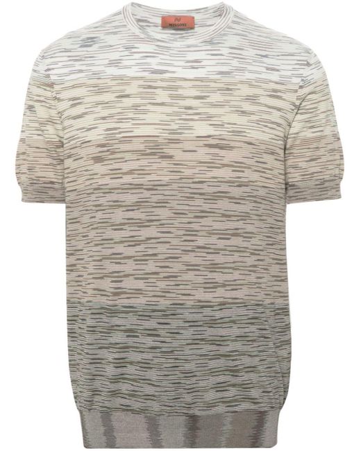 Missoni Gray Striped Cotton Knitted T-shirt for men