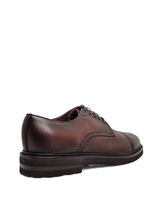 Henderson Brown Perforated Derby Shoes for men