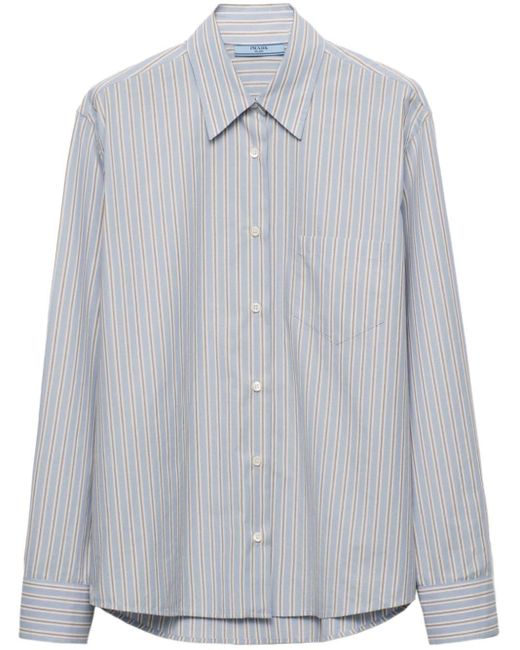 Prada Gray Striped Cotton Shirt