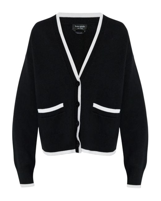 Kate Spade Black V-Neck Wool Cardigan