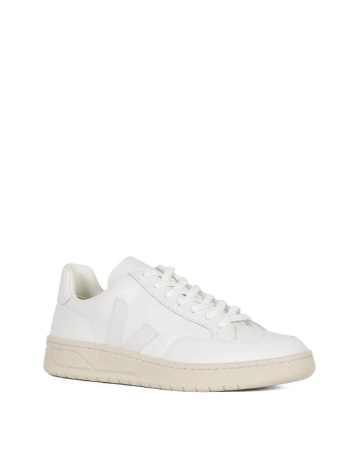 Veja White Leather Logo Sneakers for men