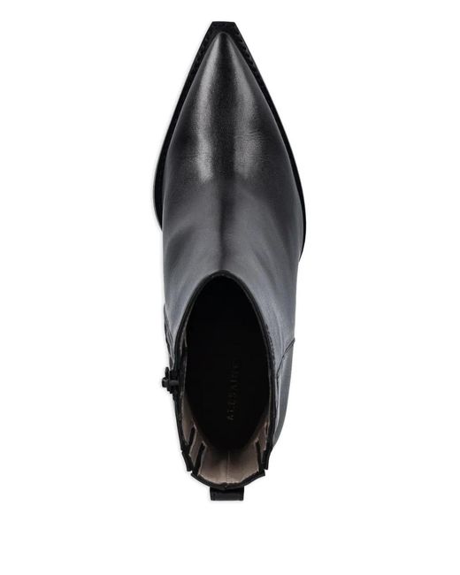 AllSaints Black Rizzo Pointed-Toe Zip-Fastening Boots