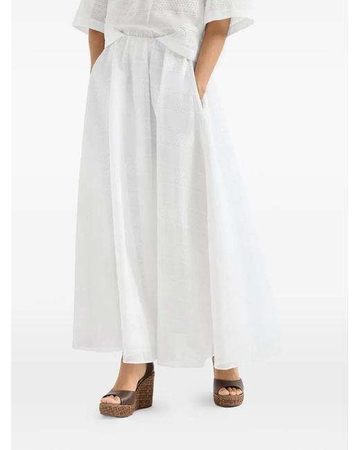 Brunello Cucinelli White Broderie Anglaise Skirt