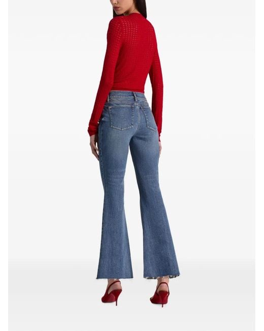 Alice + Olivia Red Pointelle-Knit Cardigan