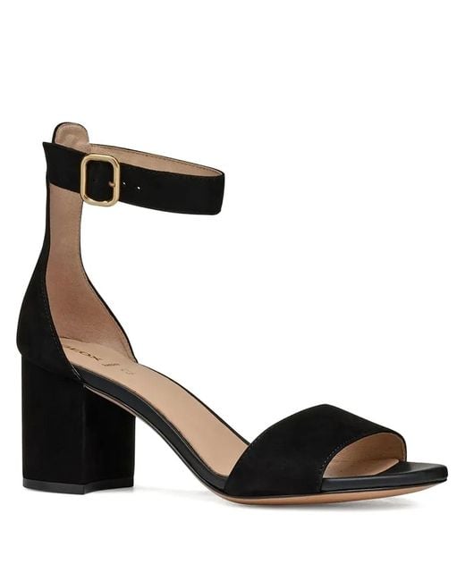 Geox Black Ankle-Strap Block-Heel Sandals