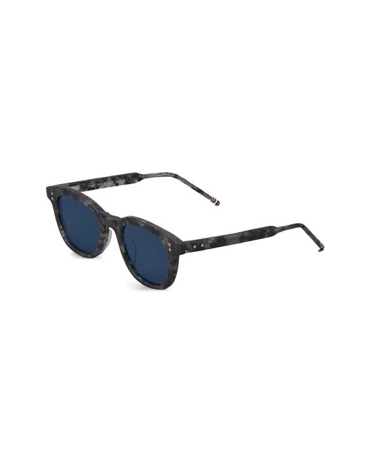 Thom Browne Blue Tortoiseshell Rectangular-Frame Sunglasses