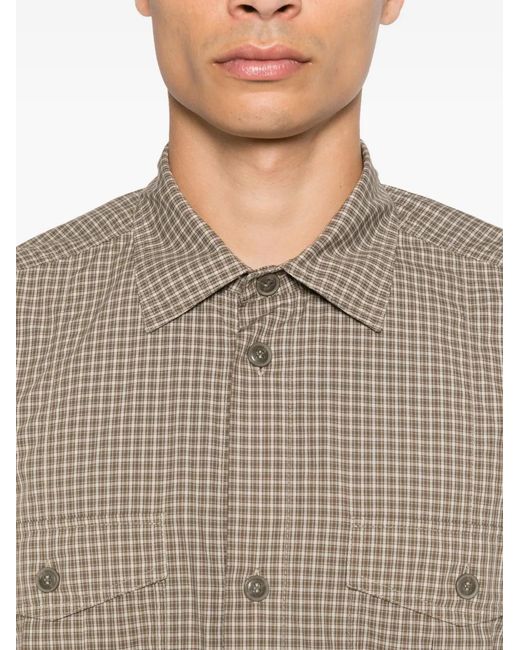 Nanushka Brown Checked Flap-Pocket Shirt for men