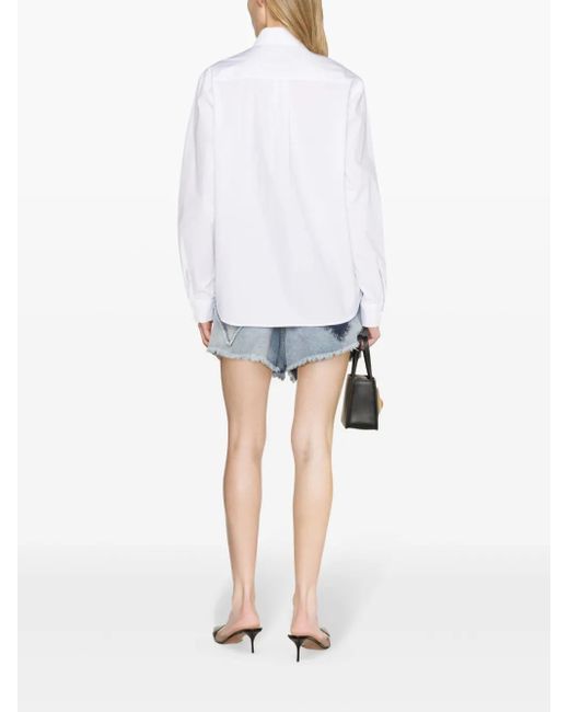 Moschino White Heart-Embroidered Shirt