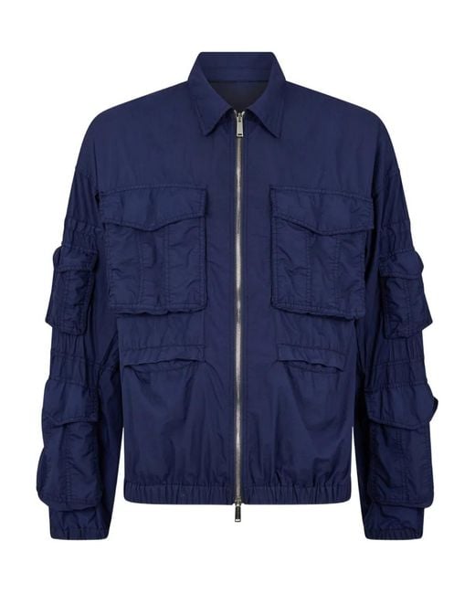 DSquared² Blue Dyed Nylon Cargo Kaban Jacket for men