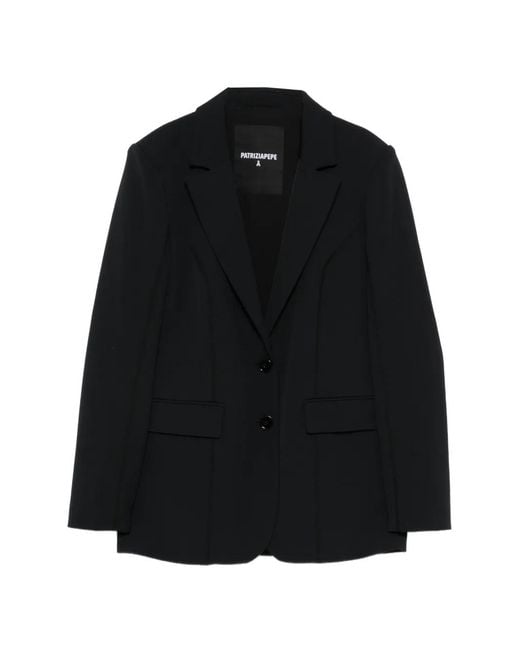 Patrizia Pepe Black Soft Cotton Blazer