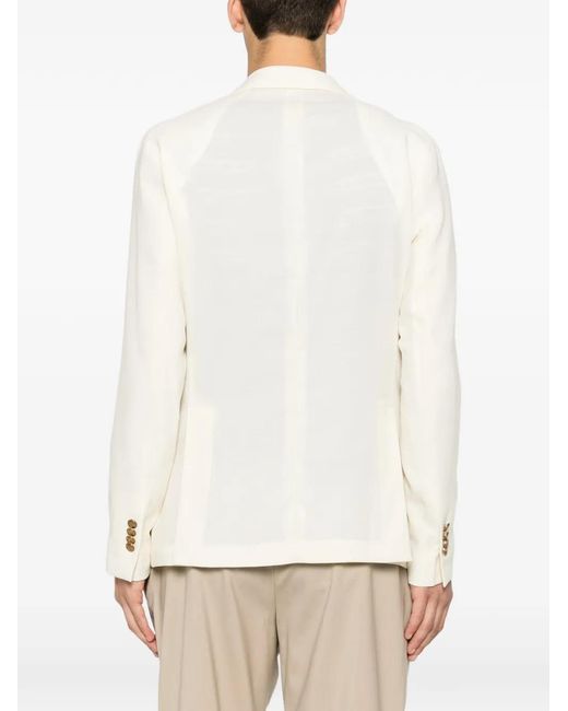 Manuel Ritz White Logo-Embroidered Peak-Lapel Jacket for men
