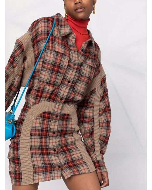 Stella McCartney Multicolor Check-Pattern Mini Shirtdress
