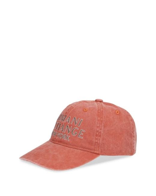 ARMANI EXCHANGE Pink Embroidered Baseball Cap for men