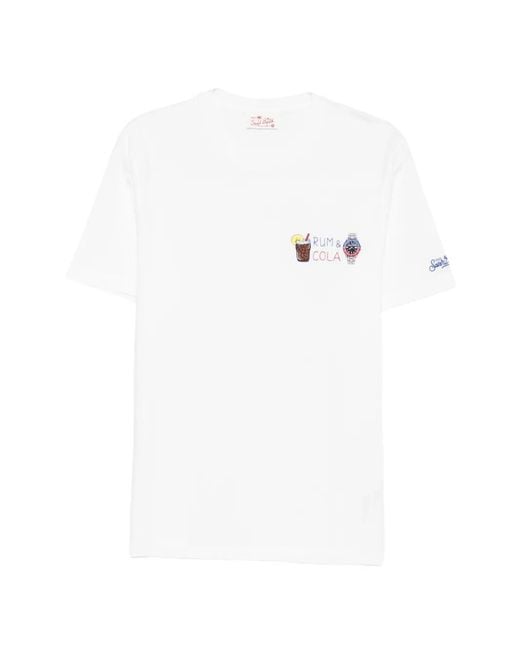 Mc2 Saint Barth White Embroidered Crew-Neck T-Shirt for men