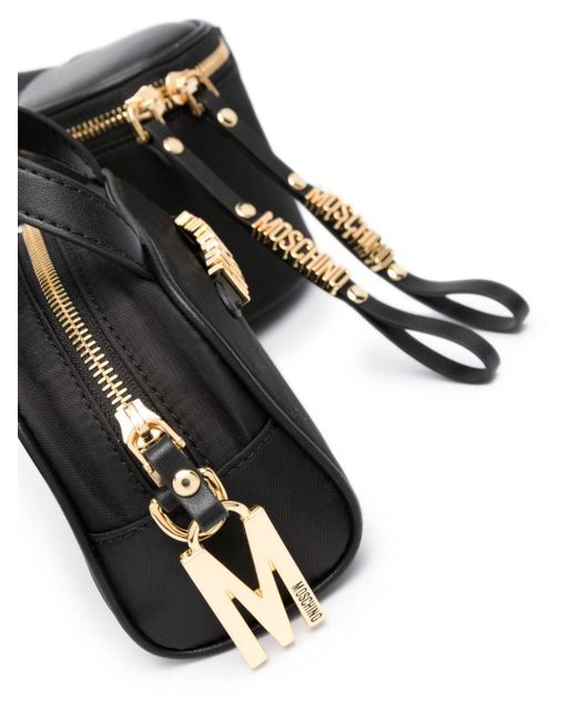 Moschino Black Logo-Lettering Belt Bags
