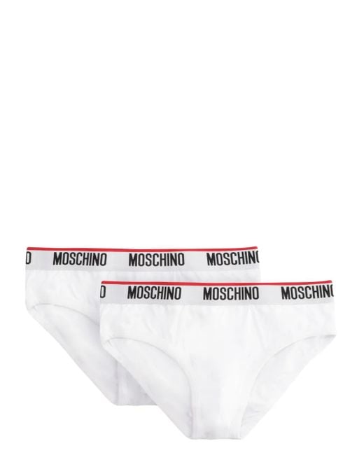 Pack de dos calzoncillos con logo Moschino de hombre de color White