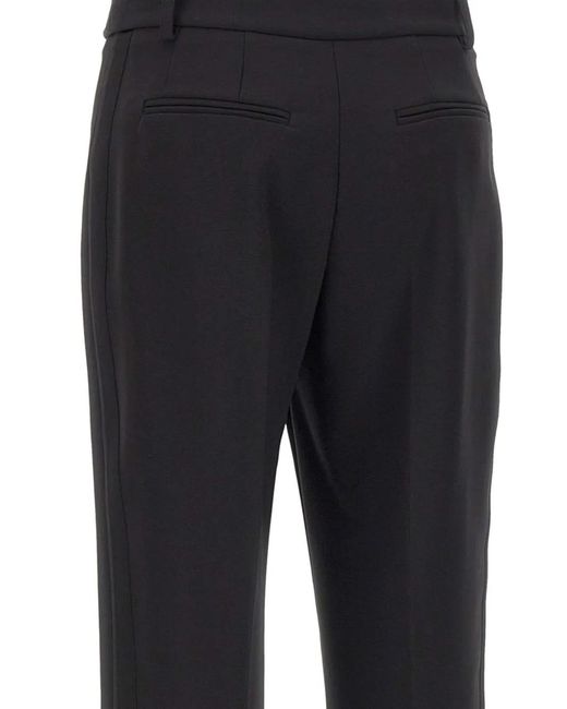 Elisabetta Franchi Black Satin-Bands Tailored Cropped Trousers