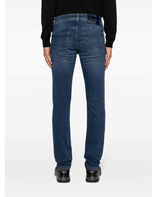 Jacob Cohen Blue Low-Rise Slim-Fit Jeans for men