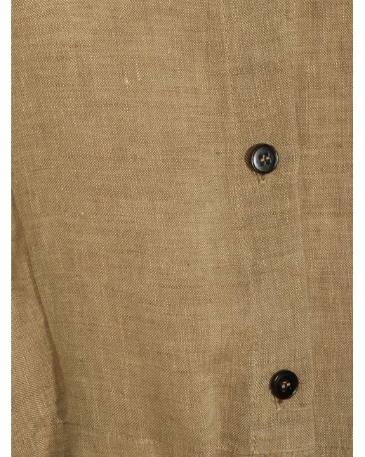 Antonelli Natural Button Belted Midi Dress